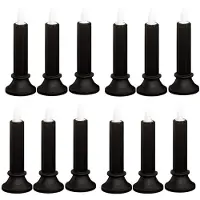 Kepptory 12PCS Svarta Flamfria Ljusstakar, LED-Ljusstakar Batteridrivna för Fest Halloween Dekoration Stor