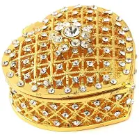 Semoic Smyckeskrin Hantverk Ornament Hjärtformad Bröllopsset Hjärtformad Presentförpackning Ceremoni Brud Presentsmycken, Guld