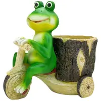 Semoic Dekoration Av Groda med Vagn, Grodskulptur, Blomkruka för Djur, Intressant Staty för Staty Av Staty Balkongdekoration