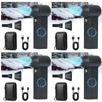 ISTOVO 4X Turboslunga, Miniturbosnöslunga, Handhållen Snöslunga, Handhållen Snöslunga för Liten Bil, Minidammsnöslunga med LED