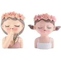 ISTOVO 2Pcs Small Fairy Succulent Plant Pot Kit with Drainage Hole 4 Inch Indoor Cactus Pot Unique Cute Flower Vases Decor A