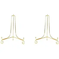 Semoic 2X Guld Display Stativ Hantverksfäste Bokhållare Foto Piedestal Skål Skål Ram Bild Tallrik Rack Staffli Förvaringsdekor-12Cm