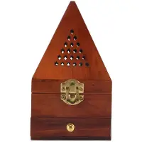 Semoic Trä Agarwood Sandelträ Box RöKelse BräNnare Aromaterapi BräNnare Kreativ Pyramid IhåLig RöKelse Box