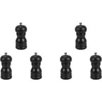 ISTOVO 6X Träsalt- och Pepparkvarnsats Manuell Pepparsaltkvarnshaker, Massivt Trä med Justerbar Grovhet Svart