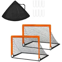 ISTOVO 2 St Barnfotbollsmål för Bakgården, Set med 12x1,5 M Bärbara Fotbollsmålnät, Popup-Nät för Småbarn, Fotbollsnät för Träning, Orange