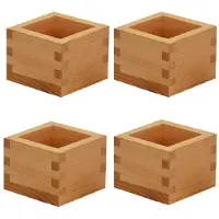 ISTOVO 4 St Japansk Kultur Trä Trä Sake Kopp Masu Låda Placera Vinglaset Inuti Fyrkantigt Trä Vinbricka, Dessertlåda