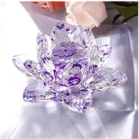 Semoic 5X F Kristall Lotus Blomma Statyett Alla Hjärtans Bröllopsdekor Glas Hantverkskollektion Pappersbordsdekorationer Souvenirpresent