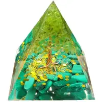 Semoic 50 mm Kristaller Orgone Pyramid Energigenerator Naturlig Peridot Reiki Chakra Meditation S1