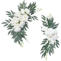 Semoic Konstgjorda BröLlopsbåGe Blomstersats Boho Eucalyptus Garland Gardiner BröLlopsdekoration VäLkomstskylt,A