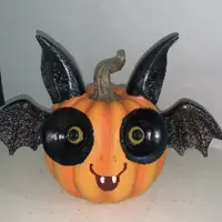 Semoic Halloween Skrämmande Fladdermus Pumpa Ornament Pumpaformad Heminredning Harts Söt Fladdermus Dekoration A