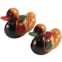 Semoic Trä Mandarin Anka Modell Dekor 2 St Handgjord BröLlopspresent SäNgprydnad Kreativ Mandarin Duck Figurine
