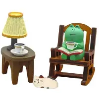 Semoic Tecknad Groda Gungstol Bordslampa Prydnad Miniatyrer Figurer SöTa PrydnadsföRemåL Office Desktop Hantverk Heminredning