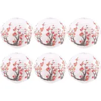 Semoic 6-Pack 12 Tums RöDa KöRsbäRsblommor Papperslykta Vit Rund Kinesisk Japansk Papperslampa för Dekoration för HembröLlopsfest
