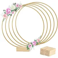 Tlily 5 Stycken 8 Tums Metallblommiga Ring i Mitten Av Remsor 5 Träställ för Bordsdekoration Gör-Det-Själv Dekorativa Väggupphängningar