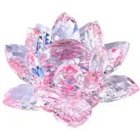 Torribaly G Kristall Lotus Blomma Statyett Alla HjäRtans BröLlopsdekor Glas Hantverkskollektion Paperweight Bordsdekorationer Souvenirpresent