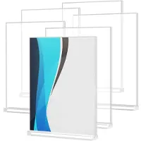 Semoic AkrylskylthåLlare 8,5 X 11, SkylthåLlare Genomskinlig Vertikal 6-Pack, MenyskylthåLlare StåEnde Pappersstativ Displaystativ