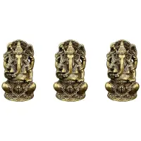 ISTOVO 3X Lord Ganesha Buddhist Staty Elefantgud Skulpturer Ganesha Figuriner Mässing Hemträdgård Buddha Dekoration Modell Gåva