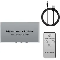 Typecat 3-Portars Digital Optisk Ljuddelare Spdif Toslink Optisk Splitter i Aluminiumlegering 1 i 3 Ut-StöD DTS Dolby