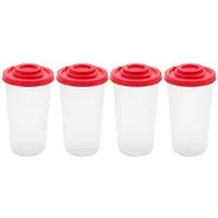 Typecat 4 Large Salt and Pepper Shakers Moisture Proof ,Salt Shaker with Red Covers Lids Plastic Airtight Spice Jar Dispenser