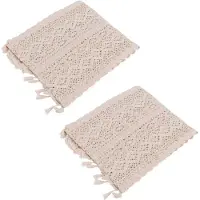 Typecat 2X Elegant Cream Crochet Lace Macrame Table Runner with Tassels for Rustic Wedding Decoration and Farmhouse Table Decor