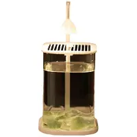 Semoic -Akvarium i Glas med LED-Ljus och Färgad Kristall, Bordsdekorationer, Exklusiv Prydnadslampa