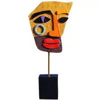 Semoic Modern Abstrakt Mask Skulptur Hem Staty Dekoration Harts Figur Ornament Vardagsrum Skrivbordsskåp Ansiktshantverk,B