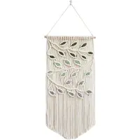 Semoic LöV Makrame VäGghäNgande GröNt LöV Makrame VäGghäNgande Boho VäGgdekor Garn VäGghäNgande GobeläNg Handgjord B