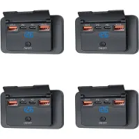 Typecat 4X 4-Portar 12V 108W Dubbla PD+Dubbel QC3.0 USB-Laddare med Digital Voltmeterbrytare Uttag Strömuttag Paneladapter