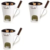 ISTOVO 3X Fondue Mugg Set Choklad Ost Mjölk Grädde Making Set Enkel Smältsmältare Bakform Ljusstake Vit