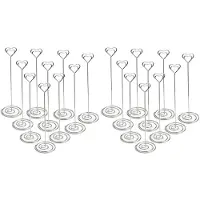 Semoic 20Pcs 8.6 Inch Tall Place Card Holders Heart Shape Table Number Holder Stands Picture Photo Note Memo Clip for Wedding
