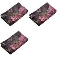 Torribaly 3X Glasdörr Dekorativ Gardin Sovrum Pion Voile Gardin Tyll med Spets Ham Hängen Franska Fönster Draper Skin, Lila