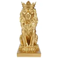 Semoic Abstrakt Crown Lion Statue Hemmakontor Bar Lejon Tro Harts Skulptur Hantverk Djurkonst Dekor Dekorationer - Guld