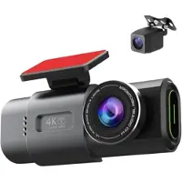 Exogio 4K Dashcam Camera Recorder GPS Wifi 64G Parking Dual Lins med 1080P Backkamera Night Vision Svart Låda för Bil