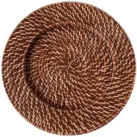 Semoic Rottingbricka Retro Elegant Fruktfat Rund Dessertfat Bordsdekoration Brun