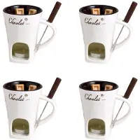 Torribaly 4X Fondue Mugg Set Choklad Ost Mjölk Grädde Making Set Enkel Smältsmältare Bakform Ljusstake Vit