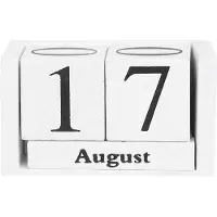 Semoic Vintage Wood Perpetual Calendar Shabby Chic Blocks Skrivbordskalender Rustik TräRutor Kalender Hemmakontor Vit