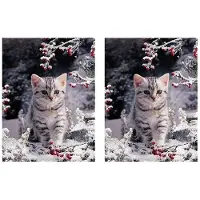 Typecat 2X Gör-Det-Själv Diamantmålningssats Komplett Borr för Vuxen/Barn, Snökattunge Diamantbroderi Kristall Strass för Hemväggdekoration