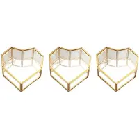 Typecat 3X Flip Love Hjärtformad Geometrisk Glassmyckeskrin Glasringlåda Utsökt Unik Bröllopssmyckeskrin för Bröllopsdekoration