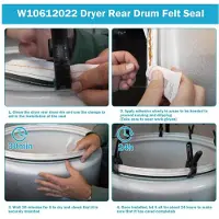 Exogio W10612022 Torktumlarens Bakre Trumma Filtpackning för Amana för för Torktumlare AP5737110 PS8691753 AP3094267