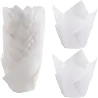 Typecat 50 St Tulip Cupcake Liners,Tulip Baking Paper Cupcake & Muffin Liners Oblekta Baking Cups Cupcake White