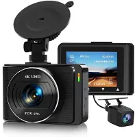 Torribaly Bil Dash Camera, 4K 1080p Dash Cam Främre Bakre WiFi Recorder Camera för Bilar med App Control, G-Sensor, Loop Recording