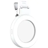 Torribaly Högkvalitativ 3 Ljuslägen Selfie-Ljusklämma 180 Roterbar Ringlampa LED-Telefonlampa Uppladdningsbar Selfiespegel Vit