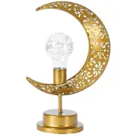 Semoic Iron Moon Rund Muslimsk Stil Modelleringslampa Dekorativ Sovrum Semesterbord Atmosfärslampa B
