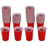 Typecat 100Pcs/Set 450Ml Red Disposable Plastic Cup Party Cup Bar Restaurant Supplies Household Items for Home Supplies