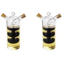 Typecat 2X 2-In-1 Double Layer Bottle Sauce Oil Vinegar Glass Bottle Condiment Seasoning Sealed Kitchen Storage