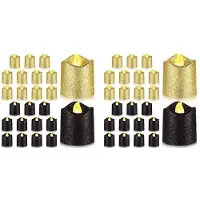 Typecat 48-Pack Guld Flameless Votive Ljus Svart Glitter LED Värmeljus Batteridrivna Värmeljus Varmgul LjushåLlare
