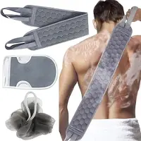 INF Exfolierande Badhandduksset med Växtfiber Kroppsskrubb och Ryggskrubberband Gray