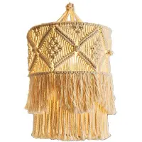 Semoic Handgjord VäGgtapet LampskäRm Macrame Boho Decor Hantverk Tofs GobeläNg Bakgrund SäNggavel VäGghäNgande Dekor