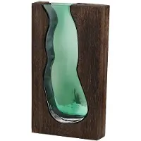 Semoic Vas i Pastoral Stil Träbricka Enkelblomma Hydroponiska Gröna Växter Blommor Skrivbord Vardagsrum Soffbordsdekoration