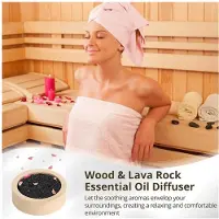 Semoic 3X Trä Lava Rock Eterisk Oljespridare, Svart Lava Rock Stone Diffuser, Stone Diffuser för Hem, Kontor, Yoga, Bastu